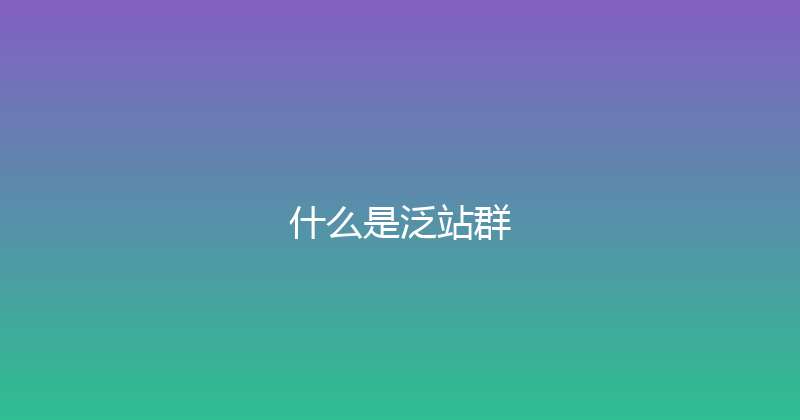 什么是泛站群 封面图