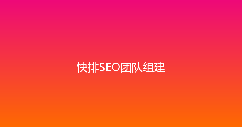 快排SEO团队组建 封面图